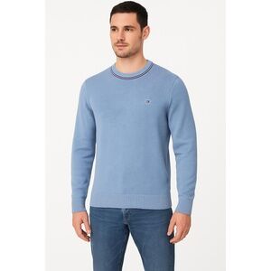Tommy Hilfiger Unisex Blue Crewneck Long Sleeve Logo Pullover Sweater Size Large